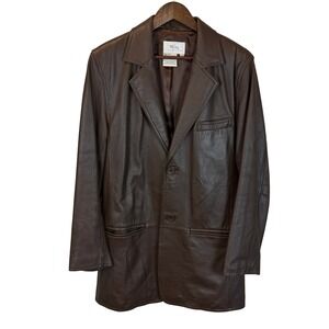 Vintage McCoy Collection Brown Genuine Leather Jacket Coat Slimline size Medium